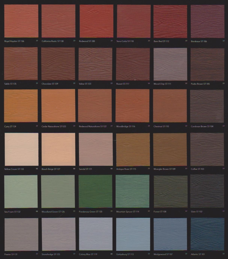 Behr Solid Color Weatherproofing Wood Stain Color Chart